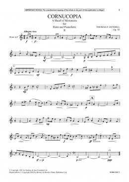 page one of Cornucopia - A Sheaf Of Miniatures For Horn And Pianoforte (II) (Instrumental Solo)