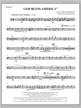 page one of God Bless America - Trombone 1 (Choir Instrumental Pak)