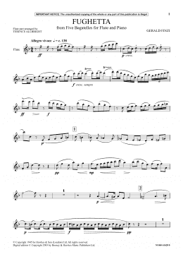 page one of Fughetta (from Five Bagatelles For Flute And Piano) (Flute and Piano)