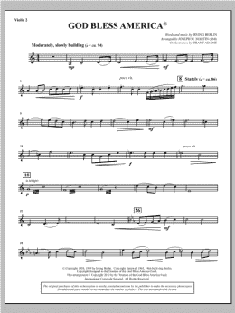 page one of God Bless America - Violin 2 (Choir Instrumental Pak)