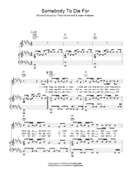 page one of Somebody To Die For (Piano, Vocal & Guitar Chords)