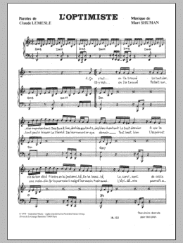 page one of L'optimiste (Piano & Vocal)