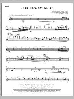 page one of God Bless America - Violin 1 (Choir Instrumental Pak)