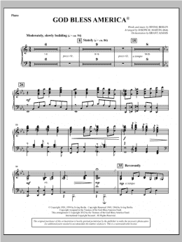 page one of God Bless America - Piano (Choir Instrumental Pak)