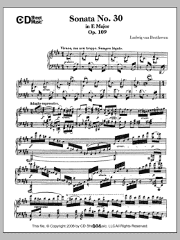 page one of Sonata No. 30 In E Major, Op. 109 (Piano Solo)