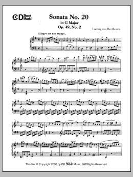 page one of Sonata No. 20 In G Major, Op. 49, No. 2 (Piano Solo)