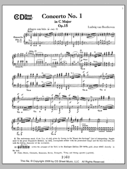 page one of Concerto No. 1  in C Major, Op. 15 (Piano Solo)