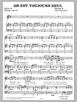 page one of On Est Toujours Seul (Piano & Vocal)
