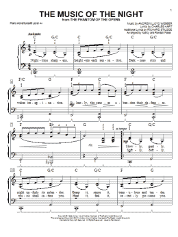 page one of The Music Of The Night (Piano Adventures)