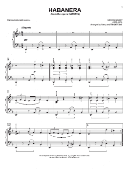 page one of Habanera, from the opera Carmen (Piano Adventures)