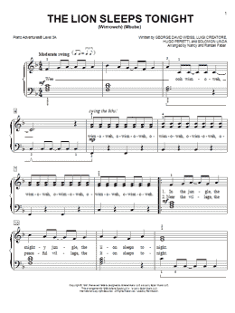 page one of The Lion Sleeps Tonight (Piano Adventures)