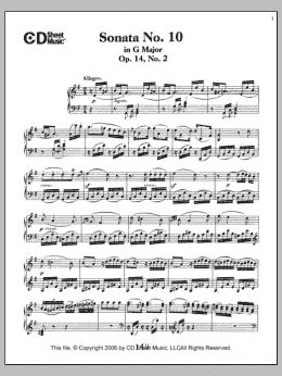 page one of Sonata No. 10 In G Major, Op. 14, No. 2 (Piano Solo)