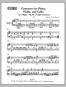 page one of Concerto For Piano, Violin, And Cello (triple Concerto), Op. 56 (Piano Solo)
