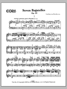 page one of Bagatelles (7), Op. 33 (Piano Solo)