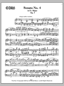 page one of Sonata No. 4 In E-flat Major, Op. 7 (Piano Solo)