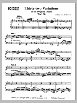 page one of Variations (32) On An Original Theme, Woo 80 (Piano Solo)