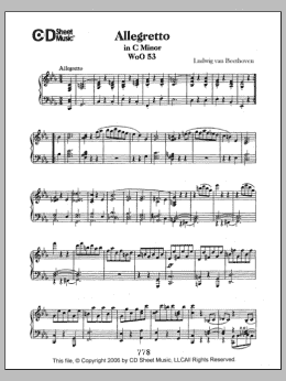 page one of Allegretto In C Minor, Woo 53 (Piano Solo)