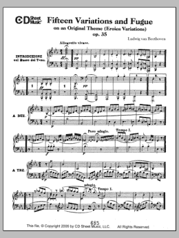 page one of Variations (15) And Fugue On An Original Theme (eroica Variations) (Piano Solo)