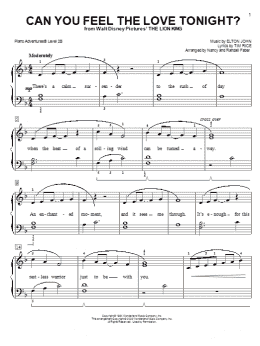 page one of Can You Feel the Love Tonight (from The Lion King) (Piano Adventures)
