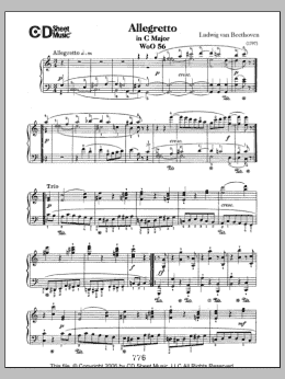 page one of Allegretto In C Major, Woo 56 (Piano Solo)