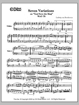 page one of Variations (7) on "God Save the King", WoO 78 (Piano Solo)