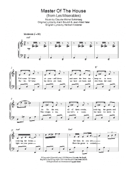 page one of Master Of The House (from Les Miserables) (Easy Piano)