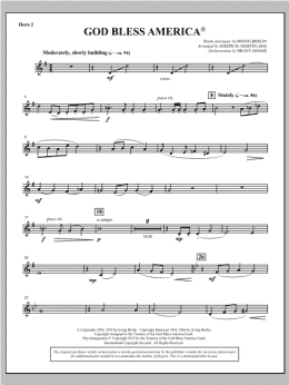 page one of God Bless America - F Horn 2 (Choir Instrumental Pak)