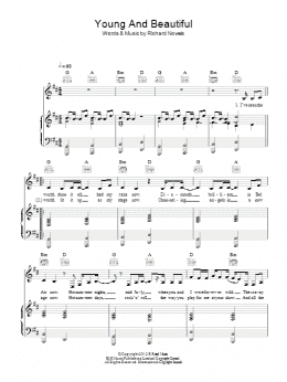 page one of Young And Beautiful (Piano, Vocal & Guitar Chords)