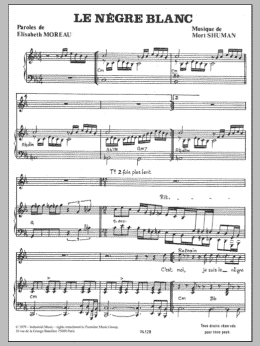 page one of Le Negre Blanc (Piano & Vocal)