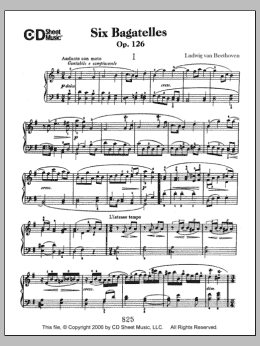page one of Bagatelles (6), Op. 126 (Piano Solo)