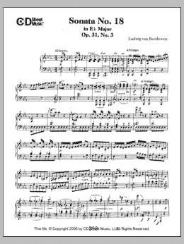 page one of Sonata No. 18 In E-flat Major, Op. 31, No. 3 (Piano Solo)