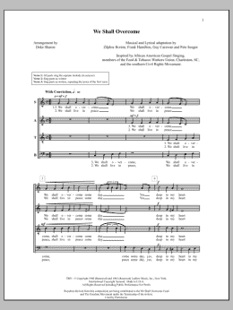 page one of We Shall Overcome (SATB Choir)