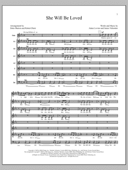 page one of She Will Be Loved (arr. Deke Sharon) (Choir)