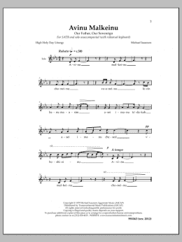 page one of Avinu Malkeinu (SATB Choir)