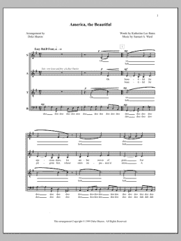 page one of America, the Beautiful (SATB Choir)