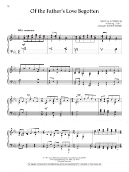 page one of Of the Father's Love Begotten (Piano Solo)