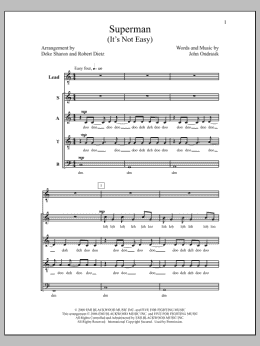 page one of Superman (it's Not Easy) (SATB Choir)