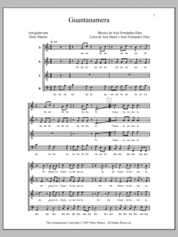 page one of Guantanamera (SATB Choir)