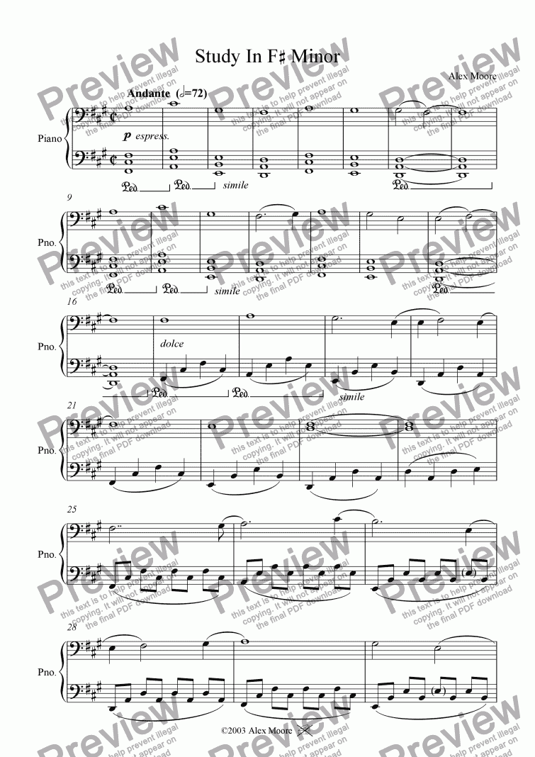 page one of Study in F# Minor