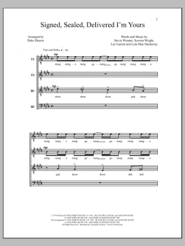 page one of Signed, Sealed, Delivered I'm Yours (TTBB Choir)