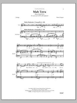 page one of Ma Tovu (SATB Choir)