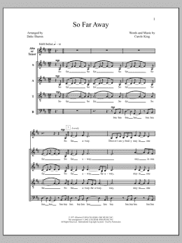 page one of So Far Away (SATB Choir)