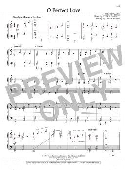 page one of O Perfect Love (Piano Solo)