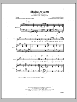 page one of Shehecheyanu (SSA Choir)