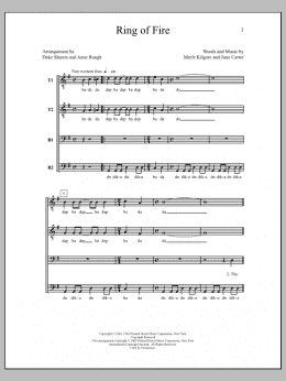 page one of Ring of Fire (arr. Deke Sharon) (TTBB Choir)