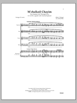 page one of M'chalkeil Chayim (SATB Choir)