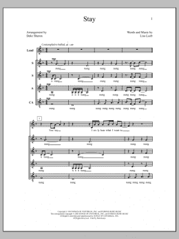 page one of Stay (SSAA Choir)