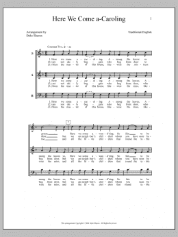 page one of Here We Come A-Caroling (SAB Choir)