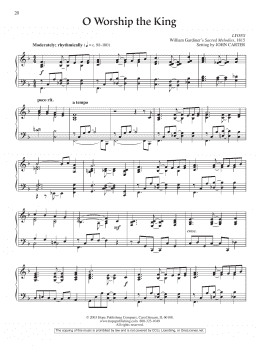 page one of O Worship the King (Piano Solo)