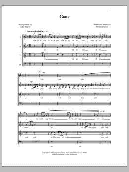 page one of Gone (SATB Choir)
